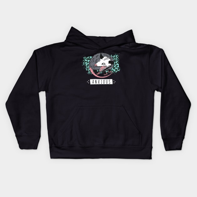 Anxious Possum Kids Hoodie by Toodles & Jay